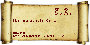Balassovich Kira névjegykártya